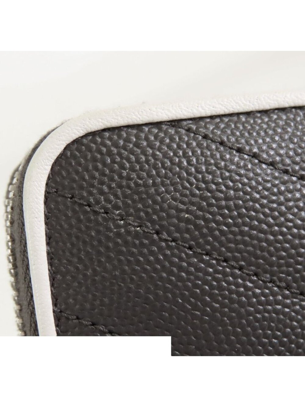 Saint Laurent Monogram Full Zip Wallet Gray White Leather Matelasse - Picture 4 of 9